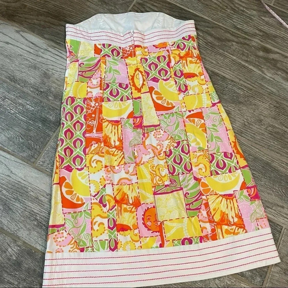 Lilly Pulitzer Happiest Hour print Strapless shift dress floral  Women’s size 4 - Picture 3 of 9